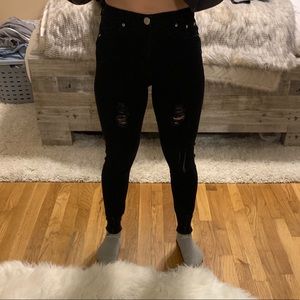 PLT NWOT black ripped ankle jeans